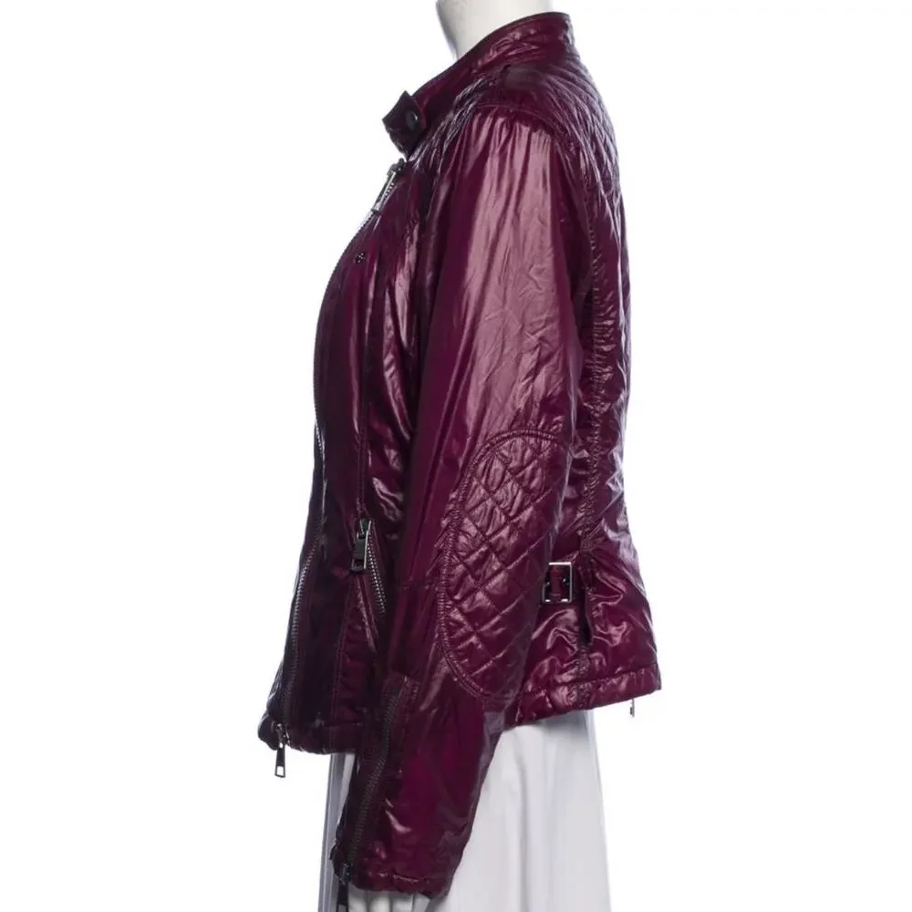 Burberry Brit Quilted Jacket Motorcycle Moto Plum Gunmetal Hardware US 14 - Picture 15 of 16